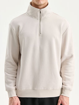 Fermuarl? Dik Yaka Erkek Kal?n Sweatshirt