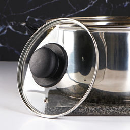 Цена за 3 шт. Крышка для сковороды и кастрюли Доляна, d=16 см, нержавеющий обод, пластиковая ручка, стекло, прозрачная