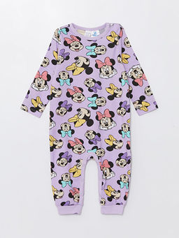 Bisiklet Yaka Uzun Kollu Minnie Mouse Bask?l? K?z Bebek Tulum