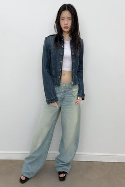 CHAQUETA DENIM TRF TRABILLAS BOTONES / Marino