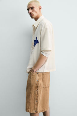 BERMUDA BAGGY FIT BOTONES / tostado