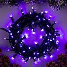 Гирлянда Нить 10 м, IP20, тёмная нить, 100 LED, 8 режимов, 220 В, свечение фиолетовое