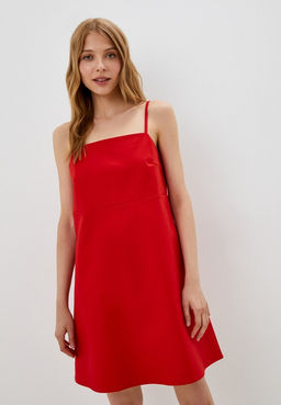 Алое хлопковое платье