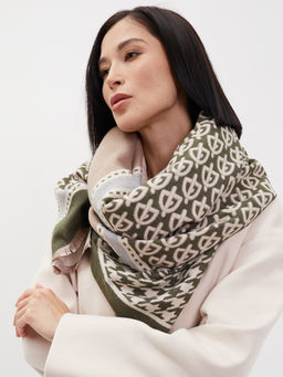 В составе шерсть и кашемир! Большой, мягкий, теплый двусторонний палантин с принтом - Tantino фото 5