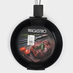 Сковорода Magistro Rock Stone, d=22 см, h=4.3 см, кованый алюминий, антипригарное покрытие, индукция, чёрная фото 10