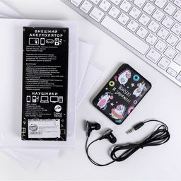 Набор наушники вакуумные и внешний аккумулятор 5000 mAh Единорог - Like me фото 12