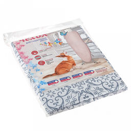 Чехол для гладильной доски хлопчатобумажный 125х47см, прокладка из поролона, прочная сцепка слоев, эластичный шнур для утяжки чехла, размер доски 120х42см (Россия)