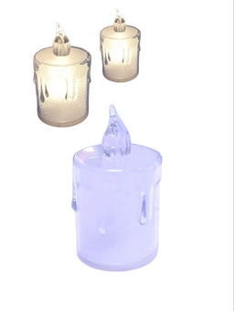 Свеча диодная 6см перламутровая (8029) теплый белый свет, с батарейками