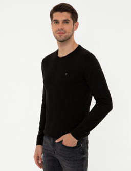 Siyah Slim Fit Bisiklet Yaka Basic Triko Kazak - Pierre cardin фото 3
