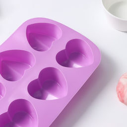 Форма для выпечки Доляна Сердце напополам, силикон, 25.8?17?3.2 см, 6 ячеек (7?6.5?3 см), розовая