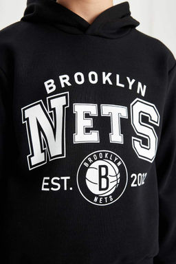 Толстовка с капюшоном для мальчиков NBA Brooklyn Nets - Defacto фото 5