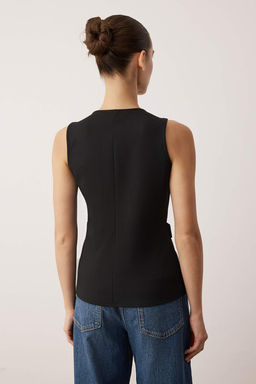 Siyah Inci Akseusar Detayl? Cepli Orme Fitted Yelek TWOAW26YE00060 - Trendyolmilla фото 4