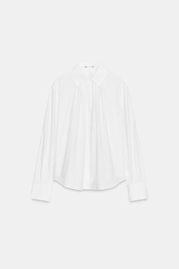 ZW COLLECTION PLEATED POPLIN SHIRT - Zara фото 7