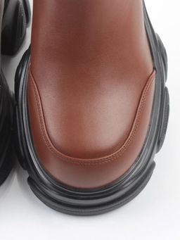 01-H23B40MB BROWN Ботинки демисезонные женские (натуральная кожа, байка)