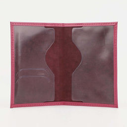 Обложка для паспорта, натуральная кожа, тиснение фольгой, гладкая, розовая