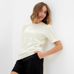Футболка женская MINAKU: Knitwear collection, цвет экрю, размер 50 фото 2