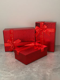 Коробка подарочная 3 штуки 23х16 см / 3404-02 /уп 36/красный - Галеонтрейд фото 8