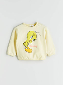 Tweety Bask?l? K?z Bebek Sweatshirt ve E?ofman Alt 2li