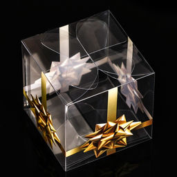 Цена за 5 шт. Складная коробка из PVC Золотой бантик, 7 x 7 x 7 см - UPAK LAND фото 2