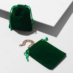 Цена за 50 шт. Мешочек бархатный, 7x9см, цвет зелёный