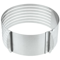 Форма кондитерская из нержавеющей стали для нарезания коржей, раздвижная, д15-20см h8,5см, цветная коробка (Китай) - Домашняя мода фото 3