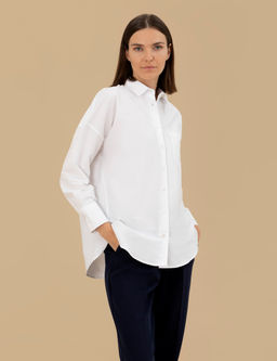 Beyaz Oversize Uzun Kollu G_mlek