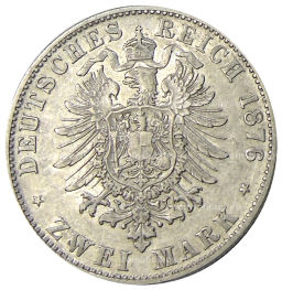 2 марки 1876 года D Германия (Бавария)