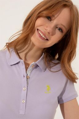 Женская сиреневая футболка с воротником поло Basic - U.s. polo assn фото 2