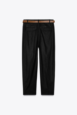 LINEN BELTED STRAIGHT-LEG TROUSERS - Zara фото 25