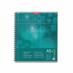 Цена за 4 шт. Тетрадь общая на спирали ErichKrause Spiralblock, А5+, 80 листов, клетка, перфорация, микроперфорация_MIX-PACK  фото 5