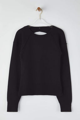 Siyah Premium Iplik/Ozel Iplik S?rt Dekolte Detayl? Triko Kazak TWOAW26KZ00206 - Trendyolmilla фото 6