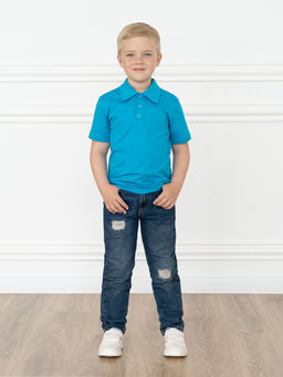Футболка поло детская бирюза 659 (134, 68)