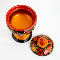 Конфетница с крышкой на ножке Секрет, дерево, хохлома - Simaland фото 3