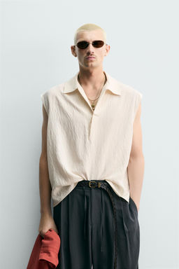 CAMISA POLO TANK RELAXED FIT / Beige - Zara фото 2