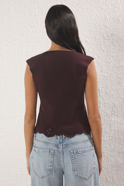 Murdum Kal?n Ask?l? Etek Ucu Detayl? Triko Ince Bluz TWOSS25BZ00513 - Trendyolmilla фото 5