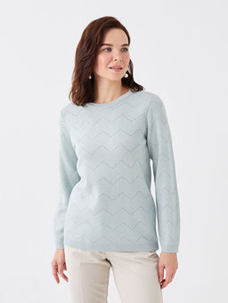 Bisiklet Yaka ?izgili Uzun Kollu Kad?n Triko Kazak