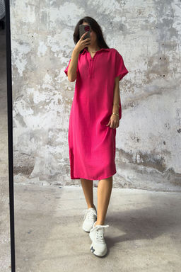 TRENDYOLMILLA Fusya Duz Kesim Muslin Midi Dokuma Elbise TWOSS25EL00171  фото 2