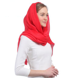 Шелковый палантин 180 х 85, цвет красный - Мастерская ПОКРОВ фото 4