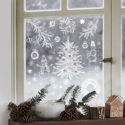 Наклейки на окна многоразовые «Новогодняя сказка», 70×25 см