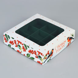 Цена за 5 шт. Коробка под 9 конфет «С Новым годом», 14.5×14.5×3.5 см