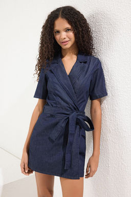 TRENDYOLMILLA Koyu Mavi Kusakl? Mini Denim Tulum TWOSS25TU00033 фото 2