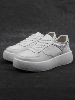 03-C140-9 WHITE Полуботинки спортивные женские (натуральная кожа)