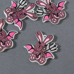 Цена за 4 шт. Декор для творчества акрил двусторонний Зайка-дьяволёнок, 4.340.2 см - Арт узор фото 2