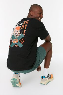 TRENDYOL MAN Siyah Oversize/Genis Kesim K?sa Kollu Yaz? Bask?l? %100 Pamuklu T-Shirt TMNSS22TS2223 - Trendyolmilla фото 7