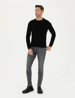 Siyah Slim Fit Bisiklet Yaka Triko Kazak - Pierre cardin фото 4