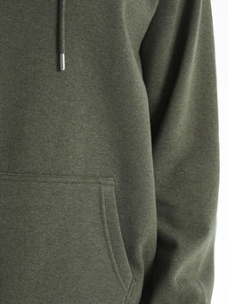 Uzun Kollu Bask?l? Erkek Kal?n Hoodie