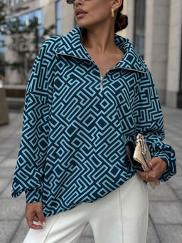 Джемпер DilanaVIP 2121 сине-голубой принт - Dilana vip фото 9