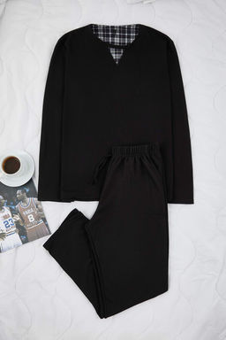 Siyah Regular Yumusak Waffle Orme Pijama Tak?m? TMNAW26PT00070