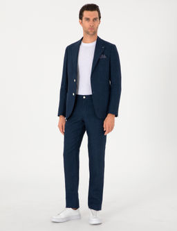 Lacivert Slim Fit %100 Keten Ceket - Cacharel фото 4