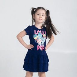 CRB wear/CWKG 62965-41 Платье для девочки, темно-синий/Ex.Cherubino  фото 2
